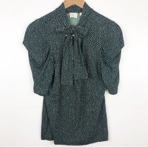 Anthropologie | Tie-Neck Puff Sleeve Floral Blouse